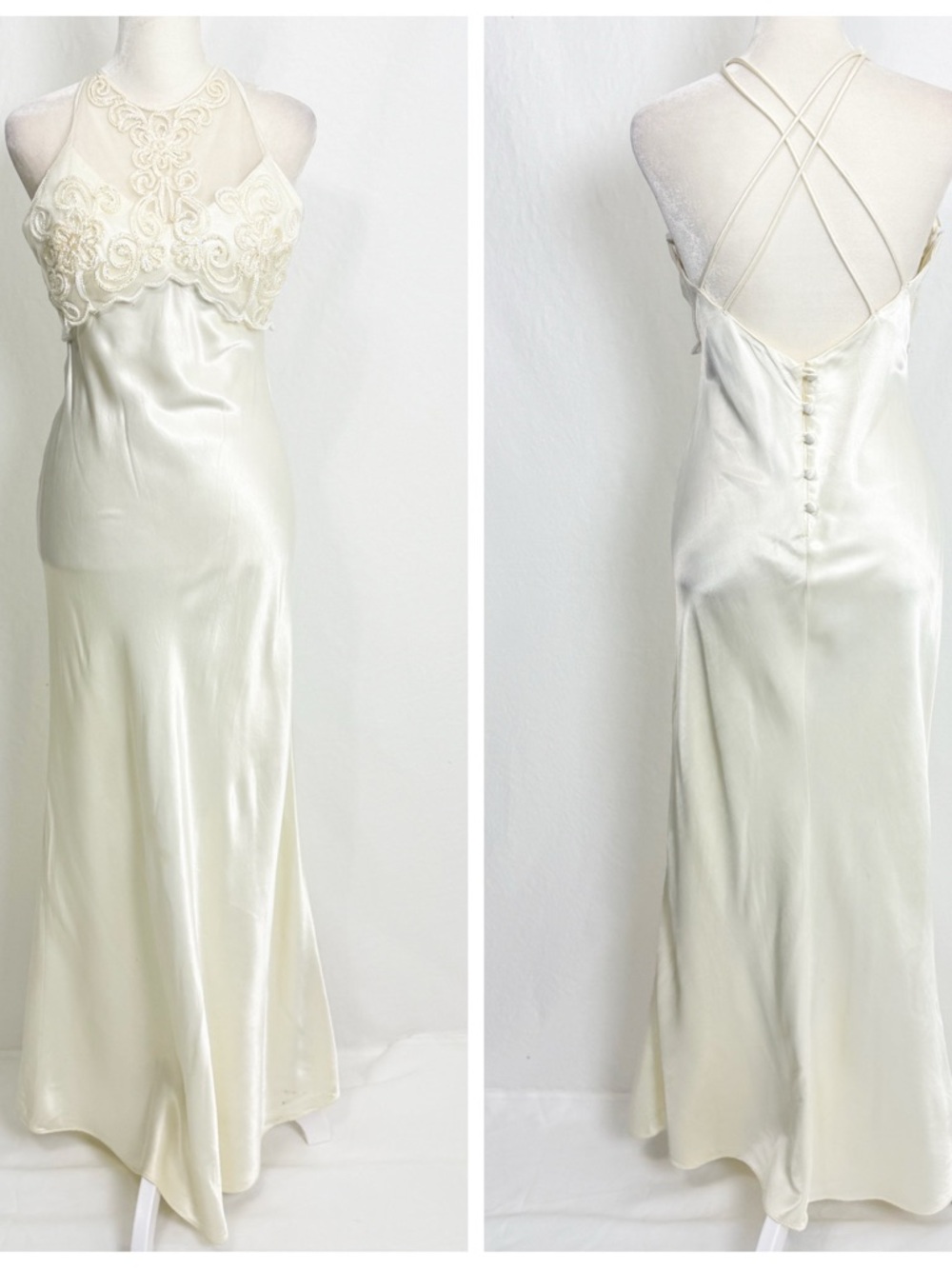 Vintage Celavie Ivory Satin Slip Wedding Dress